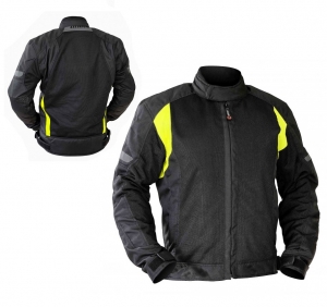 Giacca (moto) uomo Touring Unik Racing modello VZ-06 colore: nero/verde fluorescente - Nero/giallo fluorescente, XXL