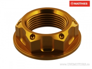 Gold Aluminum Pro Bolt M24 x 1.50 mm Jug Nut - Honda CB 650 / CB 750 F / Kawasaki KLV 1000 A / Suzuki DR 650 SE - JM