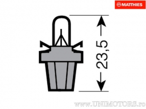 Gray socket bulb T5 B8.5D 24V 1.2W - JM