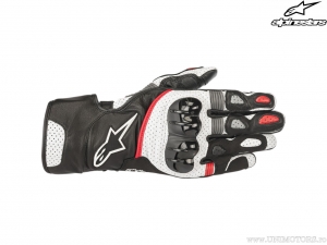 Guantes de cuero para motocicleta SP-2 v2 (negro/blanco/rojo) - Alpinestars