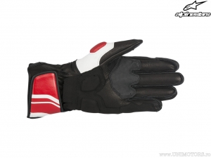 Guantes de moto calle SP-8 v2 de cuero (negro/blanco/rojo) - Alpinestars