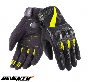 Guanti da Moto da Uomo Racing/Naked per Estate Modello Seventy SD-N14 Nero/Giallo - Dita Touchscreen