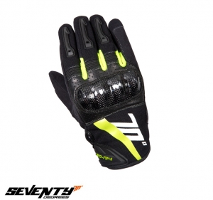 Guanti da Moto da Uomo Racing/Naked per Estate Modello Seventy SD-N14 Nero/Giallo - Dita Touchscreen