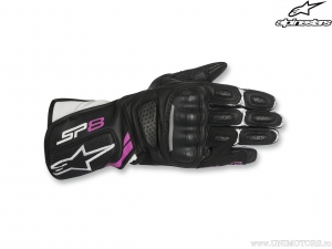 Guanti da moto Stella SP-8 v2 in pelle (nero/bianco/fucsia) - Alpinestars