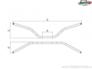 Guidão de aço cromado com travessa Enduro/Cross de diâmetro 22mm e comprimento 846mm - Domino