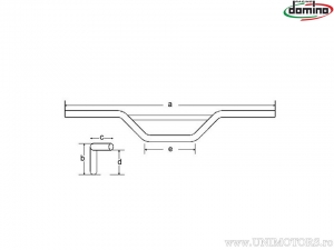 Guidão de aço preto com travessa Enduro/Cross de diâmetro 22mm e comprimento 865mm - Domino