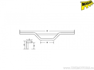 Guidão de alumínio cor titânio X-Line Cross e Supercross SX com diâmetro de 28mm e comprimento de 808mm - Magura