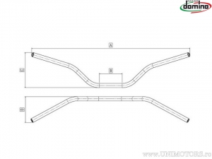 Guidão HRB de alumínio prateado com travessa Offroad High BEND, diâmetro de 22mm e comprimento de 810mm - Domino