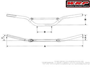 Guidon enduro / cross 22mm WRP Pro-Alu (aluminium T6-6082 / Yamaha YZ / YZF) - WRP