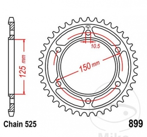 Hátsó fogaskerék JTR899.42 (525 lépés) - KTM Adventure 950 LC8 - S LC8 / Adventure 990 LC8 - ABS - R LC8 - S LC8 - JM