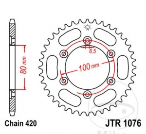 Hátsó hajtókerék JTR1076.48 (lépés 420) - Rieju RR 50 Spike Sport / Super Motard / Tango 50 Kerekes / Tangoo 50 Kerekes - 