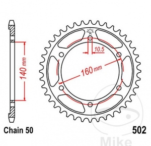 Hátsó hajtókerék JTR502.49 (530 lépés) - Kawasaki GPX 750 R / GPZ 1100 E / GPZ 1100 F ABS / GPZ 750 R Ninja / GPZ 900 R Ni