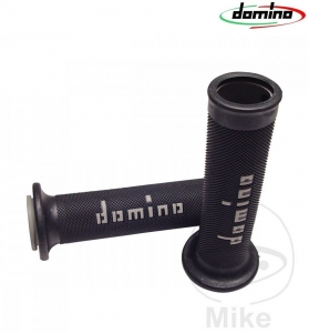 Handlebar Grip Set A010 Black Grey Domino D: 22 mm L: 126 mm Opened - JM