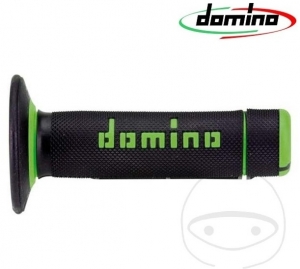 Handlebar grip set A020 black green Domino D: 22 mm L: 118 mm closed - JM