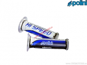 Handlebar Grips HI-Speed (white / blue) - set - Polini