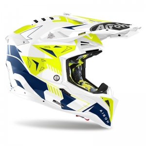 HELM AVIATOR 3 SPIN GEEL/BLAUW GLANS: Maat - XL