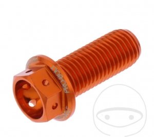 Hexagonal Cap Screw Pro Bolt M10 x 1.25 x 25 mm Aluminum Racing Orange - JM