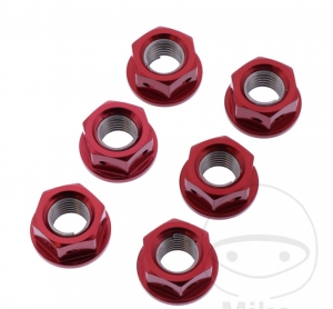 Hinterradritzelmuttern-Set 6 Stück 10 x 1.25 mm JMP - Kawasaki EL 252 / ER 500 / ER-6F 650 /ER-6N 650 / GPX 600 R / GPZ 1100 - 