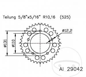 Hinterritzel Esjot - 44 Zähne (Teilung 525) - BMW S 1000 RR - R ABS - R ABS DDC - R ABS DTC - RR ABS / S 1000 RR Pro ABS - JM