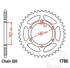 Hinterritzel JTR1786.46 (Teilung 520) - Suzuki PE 250 ('80-'82) / PE 400 ('80-'81) - JM