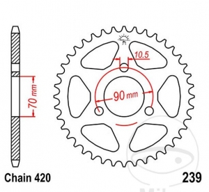 Hinterritzel JTR239.42 (Teilung 420) - Honda MB 50 - 80 S / MBX 50 SD - 80 SW / 80 SW2 - SWD / MCX 80 S / MT 50 - 80 S - JM