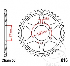 Hinterritzel JTR816.44 (Teilung 530) - Suzuki GSX 400 FE Katana / GSX 550 E Lenkerverkleidung / 550 EF Vollverkleidung - JM