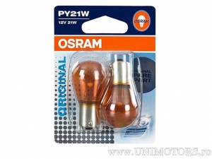 Indicator bulb PY21W orange BAU15S 12V 21W blister pack set of 2 - Osram