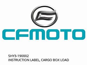 INSTRUCTION LABEL, CARGO BOX LOAD - 5HY3-190002 - CFMOTO