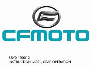 INSTRUCTION LABEL, GEAR OPERATION - 5BY0-190012 - CFMOTO