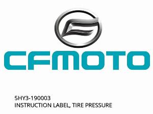 INSTRUCTION LABEL, TIRE PRESSURE - 5HY3-190003 - CFMOTO