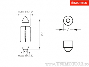 Interruttore freno SV7-8 6V 3W L: 28mm - JM