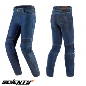 Jean de moto pour homme modèle Seventy SD-PJ6 coupe Slim couleur: bleu (inserts en Aramid Kevlar) - Bleu, XXXL