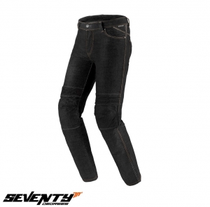 Jeans da moto da donna Seventy modello SD-PJ8 taglio Slim fit in nero (con inserti in Aramid Kevlar)