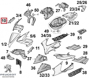 Jobb oldali hűtőrács burkolat - eredeti - fekete - Peugeot Jet Force 50-125cc - Peugeot