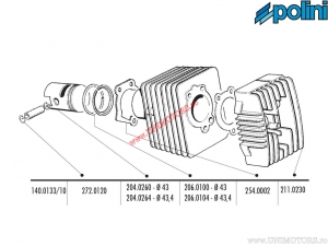 Juego de cilindro (diámetro 43mm / 63cc) - 1400133/10 - Polini