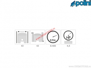 Juego de cilindros (diámetro 43mm / 63cc / perno del pistón 12mm) - 140.0065/ST - Polini