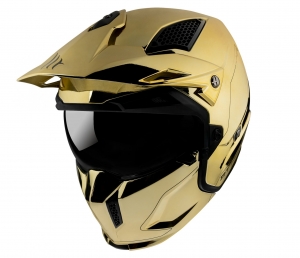 Kask MT Streetfighter SV A9 złocisty chrom lśniący (wbudowane okulary przeciwsłoneczne) - maska (ochrona) podbródka i daszk