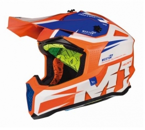 Kask off-road do motocykla MT Falcon Weston A1 fluoroszary pomarańczowy - Pomarańczowy połysk, XL (61/62cm)