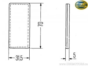 Katalizator (oko kota) prostokątny 70 x 31,5 x 5 mm żółty - Hella