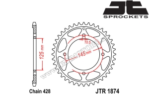 Kit chaîne Yamaha XVS 125 Dragstar ('00-'04) - (DID / JT)