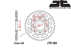 Kit corrente Daelim VS 125 / VS 125 Evolution ('97-'03) - (DID / JT)