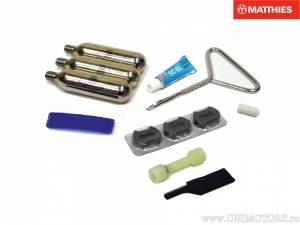 Kit de réparation de pneus pour moto + cartouches CO2 - JM