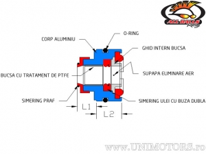 Kit de reparación de amortiguador trasero - Suzuki RM125 ('04-'08) / RM250 ('05-'08) / RMX450 ('10-'19) / RMZ450 ('05-'17) - Al