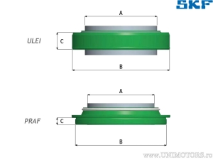 Kit simeringuri ulei / praf furca SKF (verzi) - 43x55.1x9mm / 43x55.55x5mm - KITG-43K - SKF