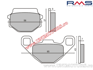 Klocki hamulcowe przednie organiczne - Malaguti F10 AC 50 ('92-'93) / Peugeot Squab 50 ('95) / SV 50 T - (RMS)