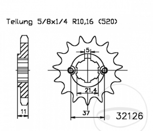 Koło zębate przednie Esjot - 15 zębów (pas 520) - Aeon Cobra 180 RSII / 220 / 300 S 2WD / 350 / 400 Basic / Lux / SM / Super