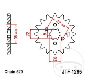 Koło zębate przednie JTF1265.16 (pas 520) - Honda XL 250 K / SYM Quad Lander 250 / TGB Blade 250 / 250 LE / 325 / Target 325 -