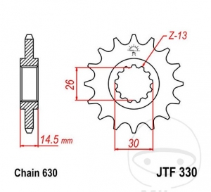 Koło zębate przednie JTF330.15 (pas 630) - Honda CB 750 K ('78-'79) - JM