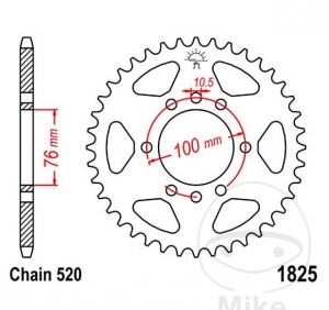 Koło zębate tylnego napędu JTR1825.37 (pas 520) - Suzuki DR 500 S / DR 750 S Big / DR 750 SU Big / GN 400 L z kołem odlewany