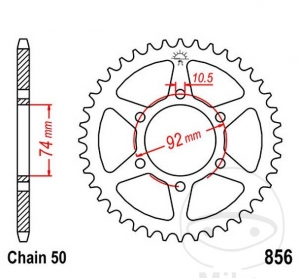 Koło zębate tylnego napędu JTR856.44 (pas 530) - Yamaha XJ 550 ('81-'84) - JM